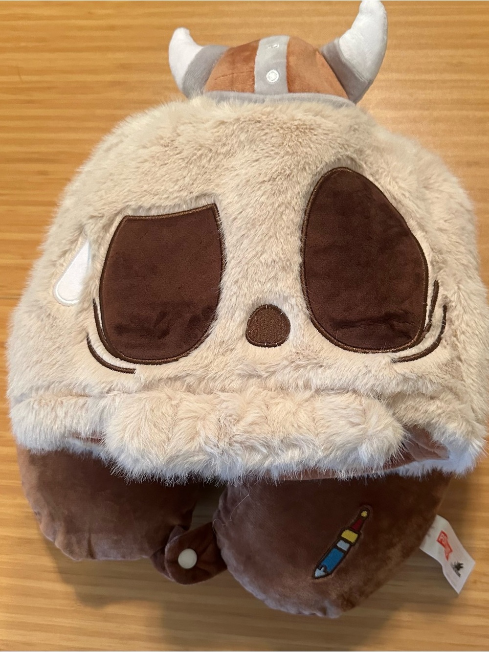 Tykoko Viking plush travel neck pillow with hood